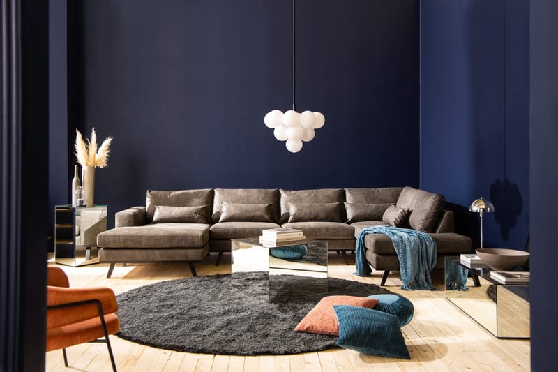 Copenhagen 5-istuttava Oikeakätinen U-muotoinen Sohva Divaanilla ja Divaanituolilla Keinonahkalla - Tummanharmaa - Huonekalut - Sohva - U-Sohva