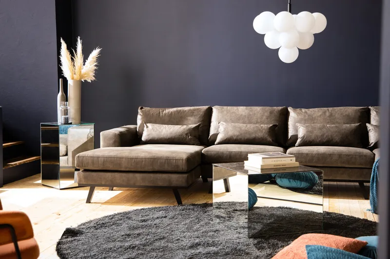 Copenhagen 5-istuttava Oikeakätinen U-muotoinen Sohva Divaanilla ja Divaanituolilla Keinonahkalla - Tummanharmaa - Huonekalut - Sohva - U-Sohva