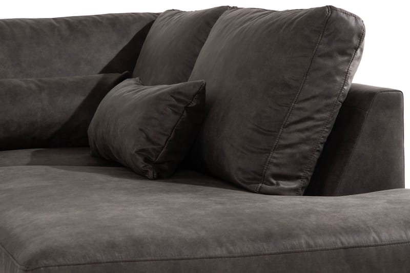 Copenhagen 5-istuttava Oikeakätinen U-muotoinen Sohva Divaanilla ja Divaanituolilla Keinonahkalla - Tummanharmaa - Huonekalut - Sohva - U-Sohva