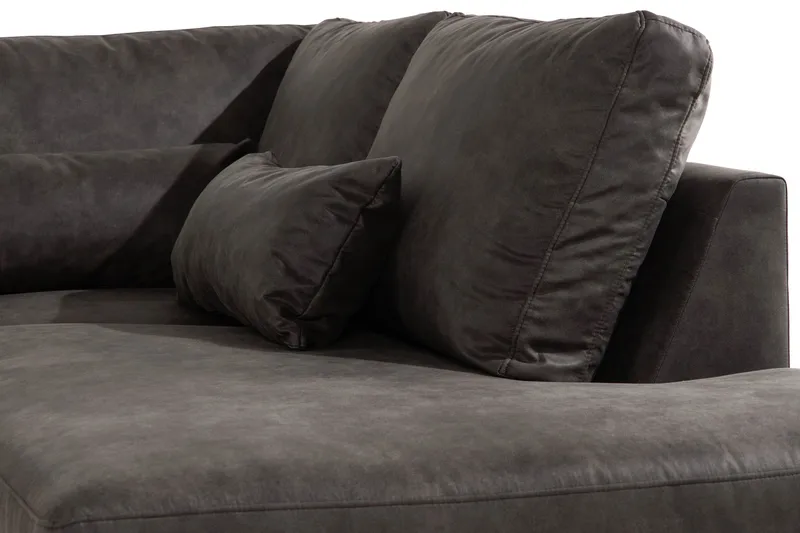 Copenhagen 5-istuttava Oikeakätinen U-muotoinen Sohva Divaanilla ja Divaanituolilla Keinonahkalla - Tummanharmaa - Huonekalut - Sohva - U-Sohva