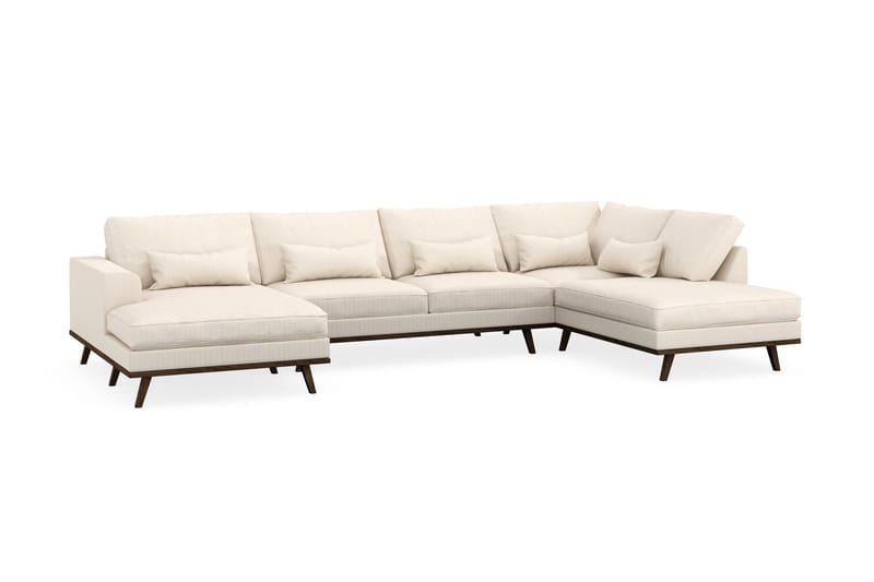 Copenhagen 5-istuttava Oikeakätinen U-muotoinen Sohva Divaanilla ja Divaanituolilla Manchester-kankaalla - Beige - Huonekalut - Sohva - U-Sohva