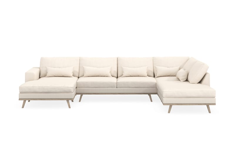 Copenhagen 5-istuttava Oikeakätinen U-muotoinen Sohva Divaanilla ja Divaanituolilla Manchester-kankaalla - Beige - Huonekalut - Sohva - U-Sohva