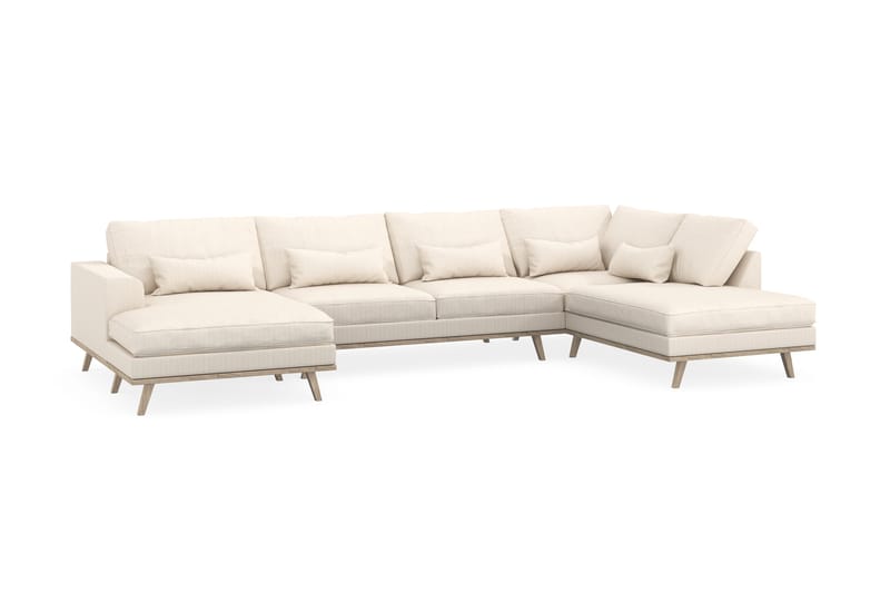 Copenhagen 5-istuttava Oikeakätinen U-muotoinen Sohva Divaanilla ja Divaanituolilla Manchester-kankaalla - Beige - Huonekalut - Sohva - U-Sohva