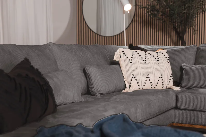 Copenhagen 5-istuttava Oikeakätinen U-muotoinen Sohva Divaanilla ja Divaanituolilla Manchester-kankaalla - Tummanharmaa - Huonekalut - Sohva - U-Sohva