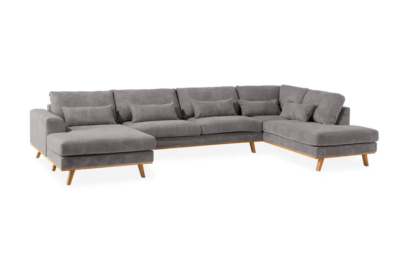 Copenhagen 5-istuttava Oikeakätinen U-muotoinen Sohva Divaanilla ja Divaanituolilla Manchester-kankaalla - Tummanharmaa - Huonekalut - Sohva - U-Sohva