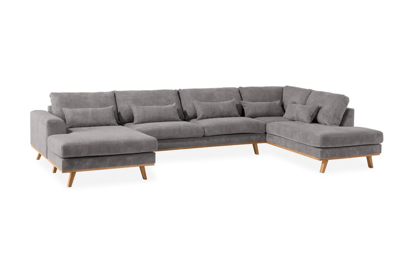 Copenhagen 5-istuttava Oikeakätinen U-muotoinen Sohva Divaanilla ja Divaanituolilla Manchester-kankaalla - Tummanharmaa - Huonekalut - Sohva - U-Sohva