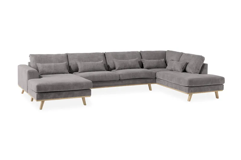 Copenhagen 5-istuttava Oikeakätinen U-muotoinen Sohva Divaanilla ja Divaanituolilla Manchester-kankaalla - Tummanharmaa - Huonekalut - Sohva - U-Sohva