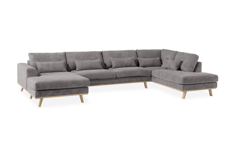 Copenhagen 5-istuttava Oikeakätinen U-muotoinen Sohva Divaanilla ja Divaanituolilla Manchester-kankaalla - Tummanharmaa - Huonekalut - Sohva - U-Sohva