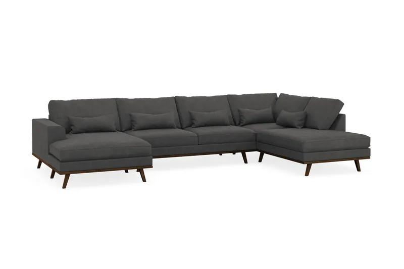 Copenhagen 5-istuttava Oikeakätinen U-muotoinen Sohva Divaanilla ja Divaanituolilla Manchester-kankaalla - Tummanharmaa - Huonekalut - Sohva - U-Sohva