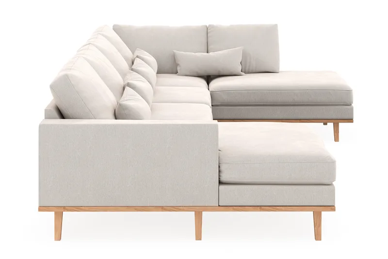 Copenhagen 5-istuttava Oikeakätinen U-muotoinen Sohva Divaanilla ja Divaanituolilla Sametilla - Kermanvalkoinen - Huonekalut - Sohva - U-Sohva