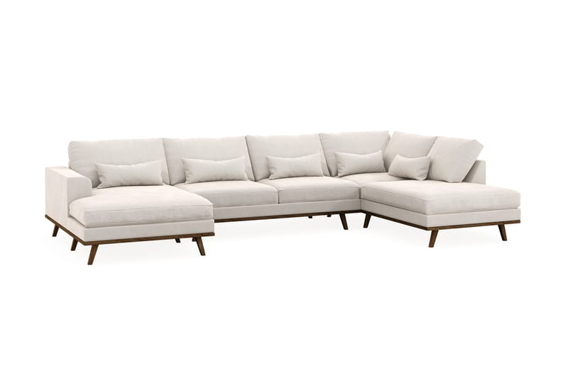 Copenhagen 5-istuttava Oikeakätinen U-muotoinen Sohva Divaanilla ja Divaanituolilla Sametilla - Kermanvalkoinen - Huonekalut - Sohva - U-Sohva