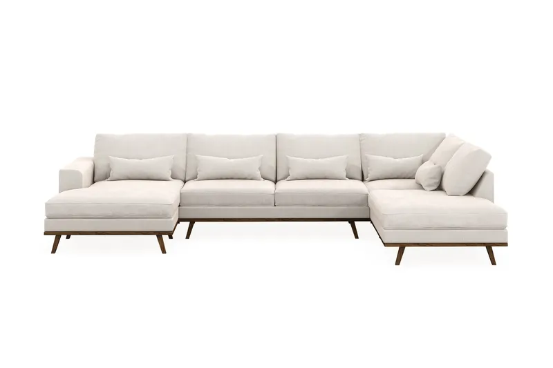 Copenhagen 5-istuttava Oikeakätinen U-muotoinen Sohva Divaanilla ja Divaanituolilla Sametilla - Kermanvalkoinen - Huonekalut - Sohva - U-Sohva