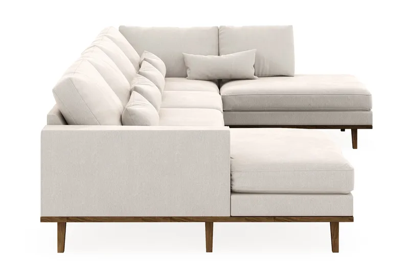 Copenhagen 5-istuttava Oikeakätinen U-muotoinen Sohva Divaanilla ja Divaanituolilla Sametilla - Kermanvalkoinen - Huonekalut - Sohva - U-Sohva