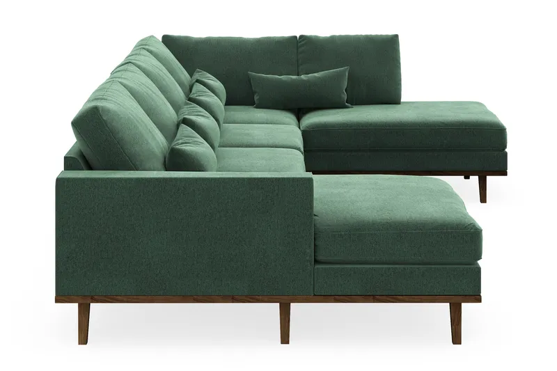Copenhagen 5-istuttava Oikeakätinen U-muotoinen Sohva Divaanilla ja Divaanituolilla Sametilla - Tummanvihreä - Huonekalut - Sohva - U-Sohva