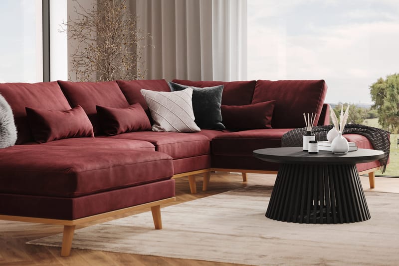 Copenhagen 5-istuttava Oikeakätinen U-muotoinen Sohva Divaanilla ja Divaanituolilla Sametilla - Violetti - Huonekalut - Sohva - U-Sohva