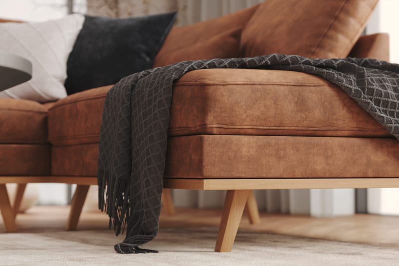 Copenhagen 5-istuttava Vasenkätinen U-muotoinen Large Sohva Divaanilla ja Divaanituolilla Keinonahkalla - Ruskea - Huonekalut - Sohva - U-Sohva