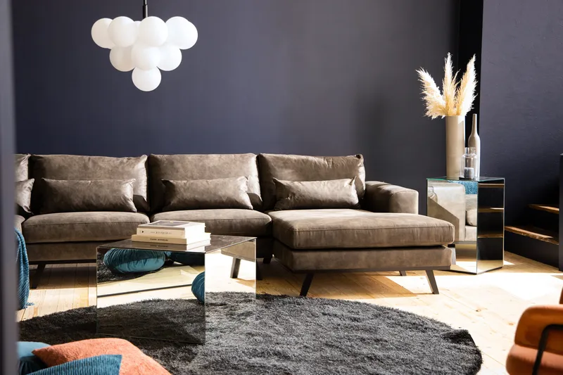 Copenhagen 5-istuttava Vasenkätinen U-muotoinen Sohva Divaanilla ja Divaanituolilla Keinonahkalla - Tummanharmaa - Huonekalut - Sohva - U-Sohva