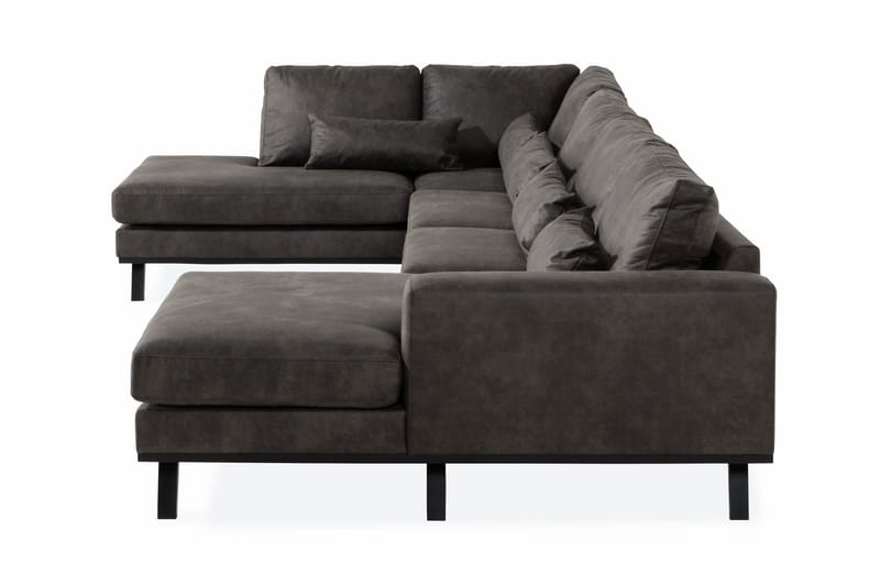 Copenhagen 5-istuttava Vasenkätinen U-muotoinen Sohva Divaanilla ja Divaanituolilla Keinonahkalla - Tummanharmaa - Huonekalut - Sohva - U-Sohva