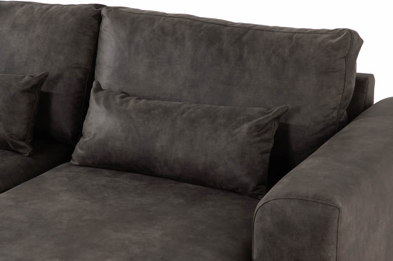 Copenhagen 5-istuttava Vasenkätinen U-muotoinen Sohva Divaanilla ja Divaanituolilla Keinonahkalla - Tummanharmaa - Huonekalut - Sohva - U-Sohva
