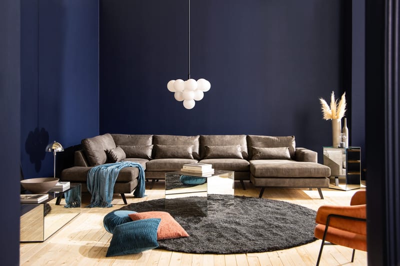 Copenhagen 5-istuttava Vasenkätinen U-muotoinen Sohva Divaanilla ja Divaanituolilla Keinonahkalla - Tummanharmaa - Huonekalut - Sohva - U-Sohva