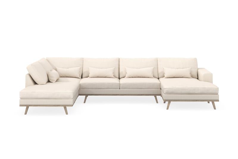 Copenhagen 5-istuttava Vasenkätinen U-muotoinen Sohva Divaanilla ja Divaanituolilla Manchester-kankaalla - Beige - Huonekalut - Sohva - U-Sohva