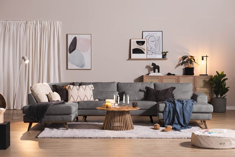 Copenhagen 5-istuttava Vasenkätinen U-muotoinen Sohva Divaanilla ja Divaanituolilla Manchester-kankaalla - Tummanharmaa - Huonekalut - Sohva - U-Sohva