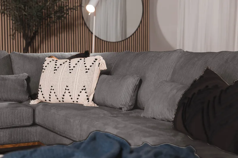 Copenhagen 5-istuttava Vasenkätinen U-muotoinen Sohva Divaanilla ja Divaanituolilla Manchester-kankaalla - Tummanharmaa - Huonekalut - Sohva - U-Sohva