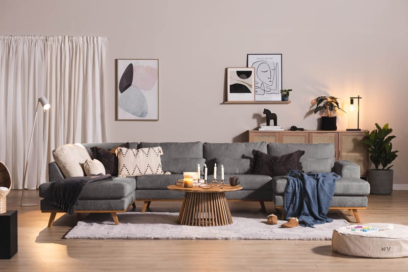 Copenhagen 5-istuttava Vasenkätinen U-muotoinen Sohva Divaanilla ja Divaanituolilla Manchester-kankaalla - Tummanharmaa - Huonekalut - Sohva - U-Sohva