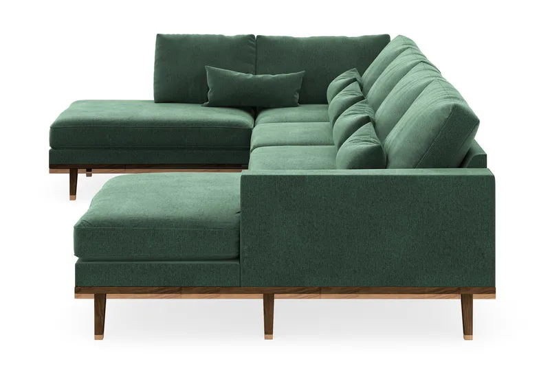 Copenhagen 5-istuttava Vasenkätinen U-muotoinen Sohva Divaanilla ja Divaanituolilla Sametilla - Tummanvihreä - Huonekalut - Sohva - U-Sohva