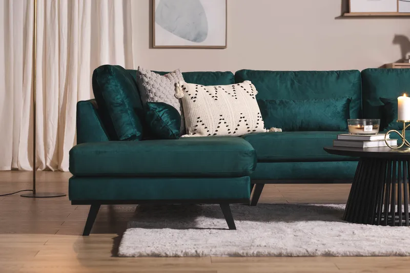 Copenhagen 5-istuttava Vasenkätinen U-muotoinen Sohva Divaanilla ja Divaanituolilla Sametilla - Vihreä - Huonekalut - Sohva - U-Sohva