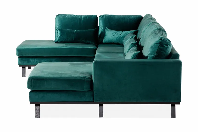 Copenhagen 5-istuttava Vasenkätinen U-muotoinen Sohva Divaanilla ja Divaanituolilla Sametilla - Vihreä - Huonekalut - Sohva - U-Sohva