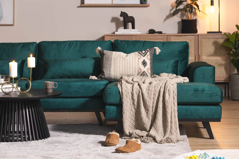 Copenhagen 5-istuttava Vasenkätinen U-muotoinen Sohva Divaanilla ja Divaanituolilla Sametilla - Vihreä - Huonekalut - Sohva - U-Sohva