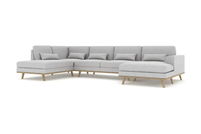 Copenhagen 5-istuttava Vasenkätinen U-muotoinen Sohva Divaanilla ja Schäslongilla Kankaalla - Harmaa - Huonekalut - Sohva - U-Sohva