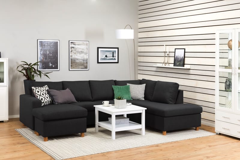 Crazy 4-istuttava Oikeakätinen U-muotoinen Large Sohva Divaanilla ja Divaanituolilla Kankaalla - Antrasiitti - Huonekalut - Sohva - U-Sohva