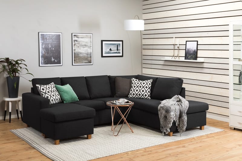 Crazy 4-istuttava Oikeakätinen U-muotoinen Large Sohva Divaanilla ja Divaanituolilla Kankaalla - Antrasiitti - Huonekalut - Sohva - U-Sohva