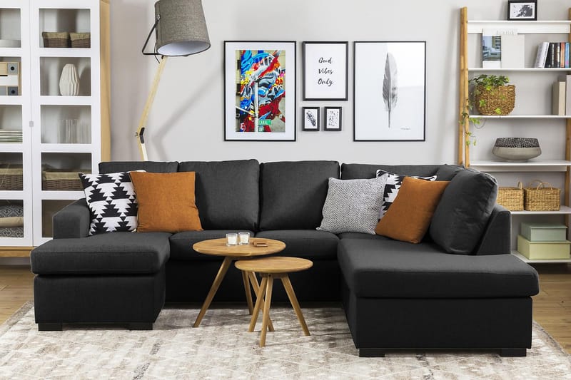 Crazy 4-istuttava Oikeakätinen U-muotoinen Large Sohva Divaanilla ja Divaanituolilla Kankaalla - Antrasiitti - Huonekalut - Sohva - U-Sohva