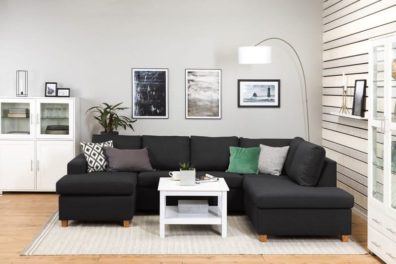 Crazy 4-istuttava Oikeakätinen U-muotoinen Large Sohva Divaanilla ja Divaanituolilla Kankaalla - Antrasiitti - Huonekalut - Sohva - U-Sohva