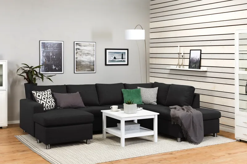 Crazy 4-istuttava Oikeakätinen U-muotoinen Large Sohva Divaanilla ja Divaanituolilla Kankaalla - Antrasiitti - Huonekalut - Sohva - U-Sohva