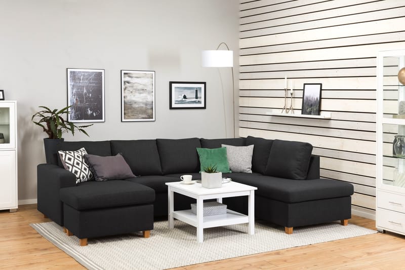 Crazy 4-istuttava Oikeakätinen U-muotoinen Large Sohva Divaanilla ja Divaanituolilla Kankaalla - Antrasiitti - Huonekalut - Sohva - U-Sohva