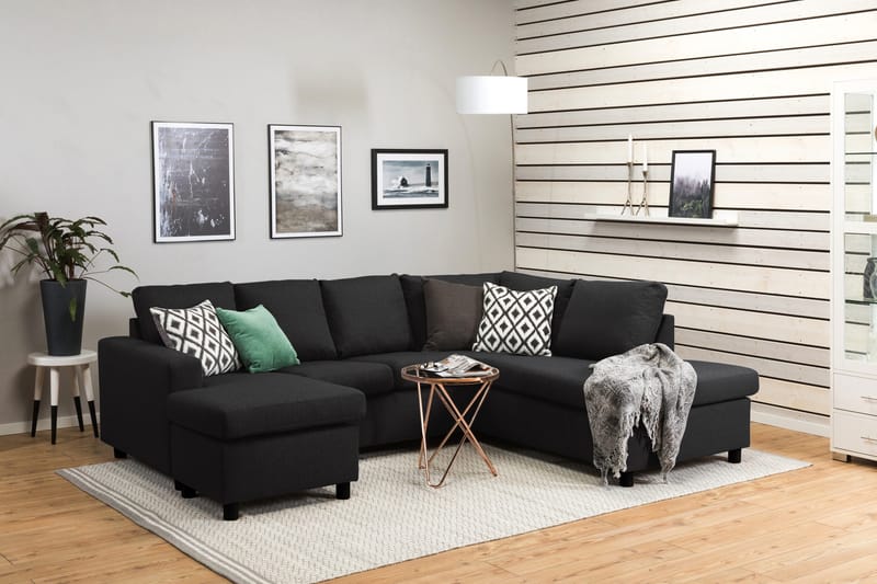 Crazy 4-istuttava Oikeakätinen U-muotoinen Large Sohva Divaanilla ja Divaanituolilla Kankaalla - Antrasiitti - Huonekalut - Sohva - U-Sohva