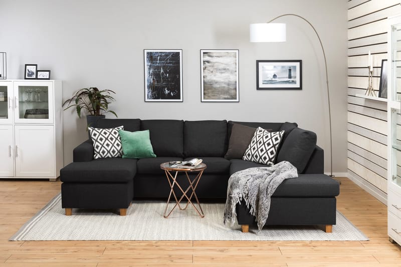 Crazy 4-istuttava Oikeakätinen U-muotoinen Large Sohva Divaanilla ja Divaanituolilla Kankaalla - Antrasiitti - Huonekalut - Sohva - U-Sohva