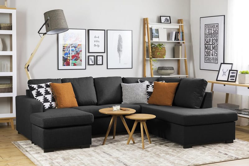 Crazy 4-istuttava Oikeakätinen U-muotoinen Large Sohva Divaanilla ja Divaanituolilla Kankaalla - Antrasiitti - Huonekalut - Sohva - U-Sohva