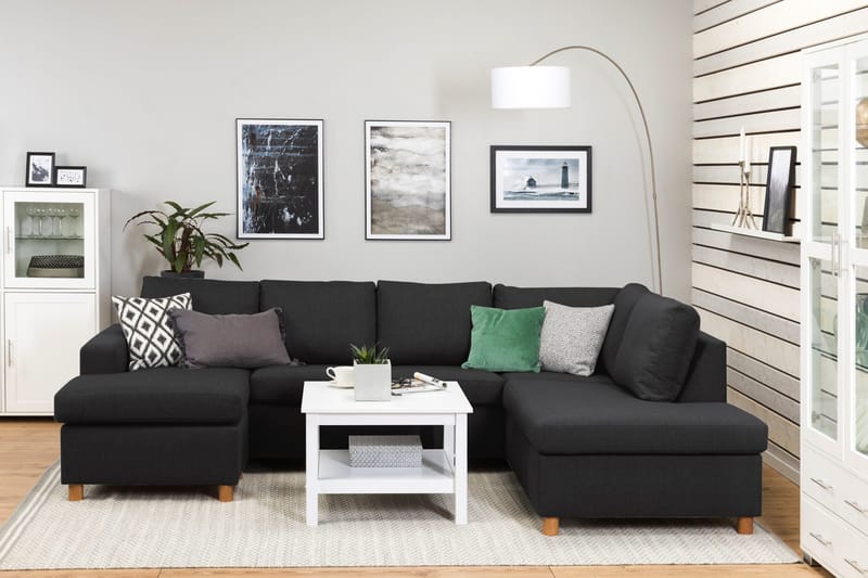 Crazy 4-istuttava Oikeakätinen U-muotoinen Large Sohva Divaanilla ja Divaanituolilla Kankaalla - Antrasiitti - Huonekalut - Sohva - U-Sohva