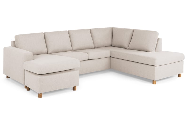 Crazy 4-istuttava Oikeakätinen U-muotoinen Large Sohva Divaanilla ja Divaanituolilla Kankaalla - Beige - Huonekalut - Sohva - Divaanisohva