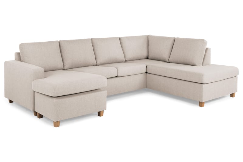 Crazy 4-istuttava Oikeakätinen U-muotoinen Large Sohva Divaanilla ja Divaanituolilla Kankaalla - Beige - Huonekalut - Sohva - Divaanisohva