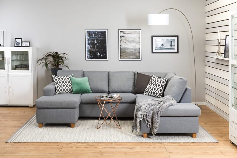 Crazy 4-istuttava Oikeakätinen U-muotoinen Large Sohva Divaanilla ja Divaanituolilla Kankaalla - Harmaa - Huonekalut - Sohva - U-Sohva