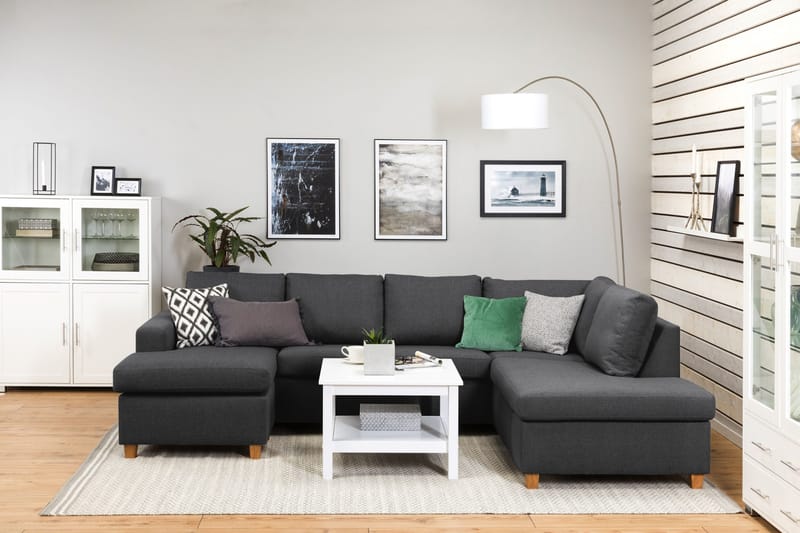 Crazy 4-istuttava Oikeakätinen U-muotoinen Large Sohva Divaanilla ja Divaanituolilla Kankaalla - Tummanharmaa - Huonekalut - Sohva - U-Sohva