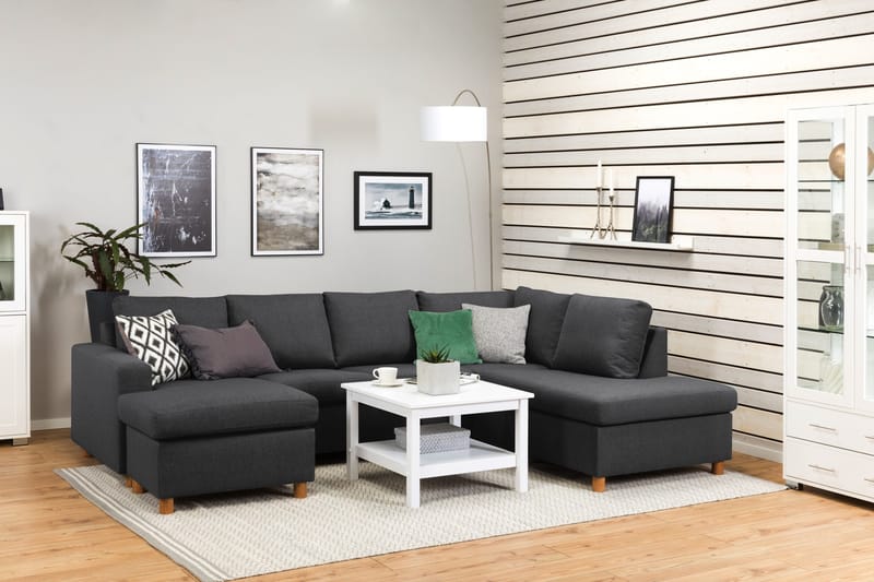 Crazy 4-istuttava Oikeakätinen U-muotoinen Large Sohva Divaanilla ja Divaanituolilla Kankaalla - Tummanharmaa - Huonekalut - Sohva - U-Sohva