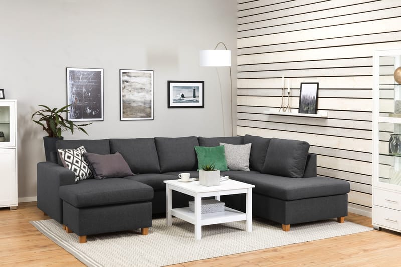 Crazy 4-istuttava Oikeakätinen U-muotoinen Large Sohva Divaanilla ja Divaanituolilla Kankaalla - Tummanharmaa - Huonekalut - Sohva - U-Sohva