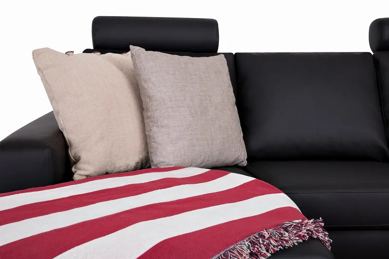 Crazy 4-istuttava Oikeakätinen U-muotoinen Large Sohva Divaanilla ja Divaanituolilla Keinonahkalla - Musta - Huonekalut - Sohva - U-Sohva